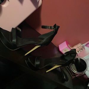 Nwob satin pretty little thing platform heels .